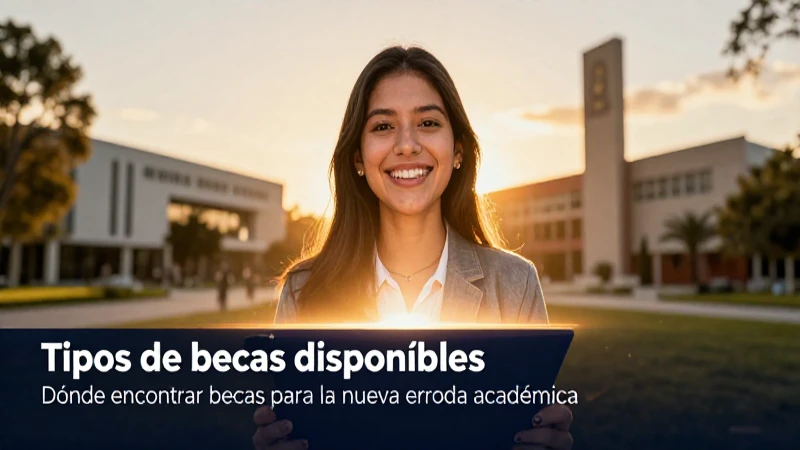 Estudiante sonríe hacia becas académicas modernas
