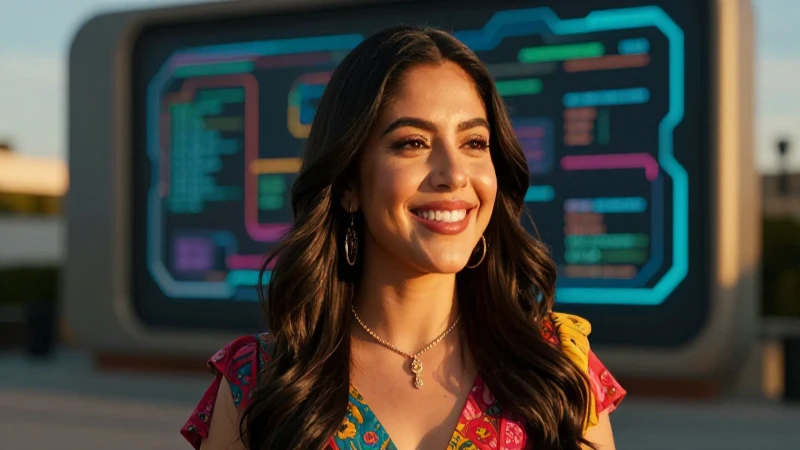 Mujer mexicana sonriente en ambiente moderno