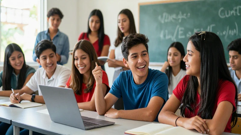 Estudiantes mexicanos colaboran en un aula moderna