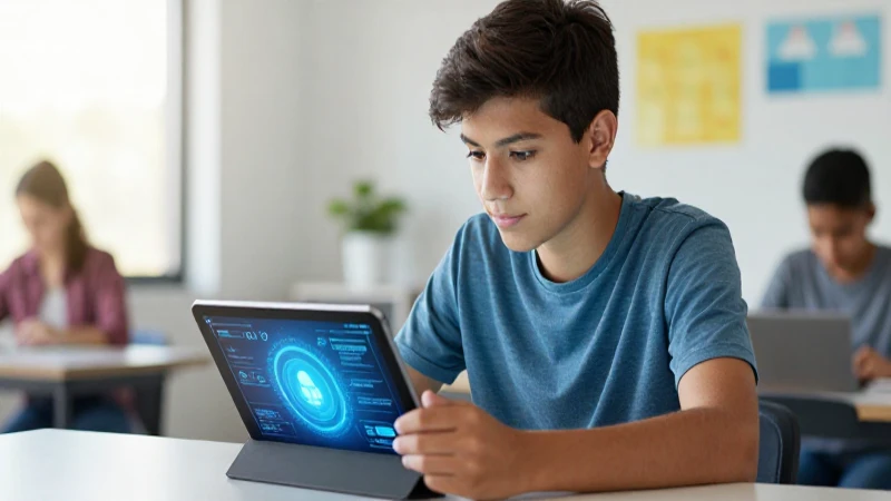 Joven mexicano estudia en tablet digital