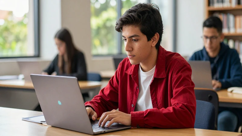 Estudiante mexicano enfocado en el aprendizaje digital moderno