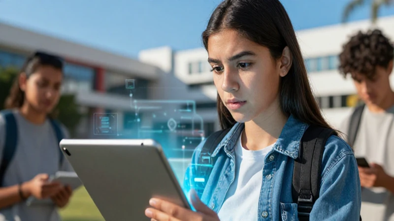 Estudiante mexicano aprendiendo con tablet moderna