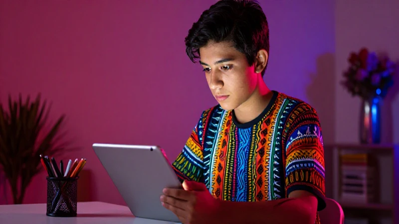 Estudiante mexicano de aprendizaje digital vibrante
