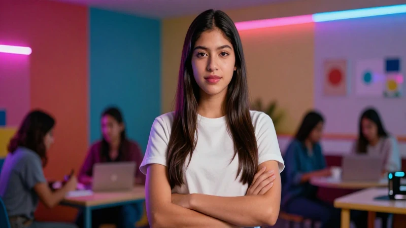 Estudiante mexicano en vibrante entorno educativo