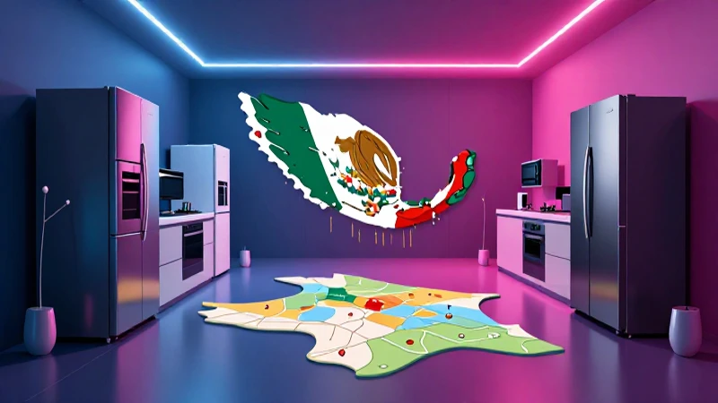 Ilustración vibrante: compra tecnológica mexicana moderna