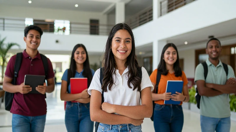 Felices estudiantes mexicanos en campus