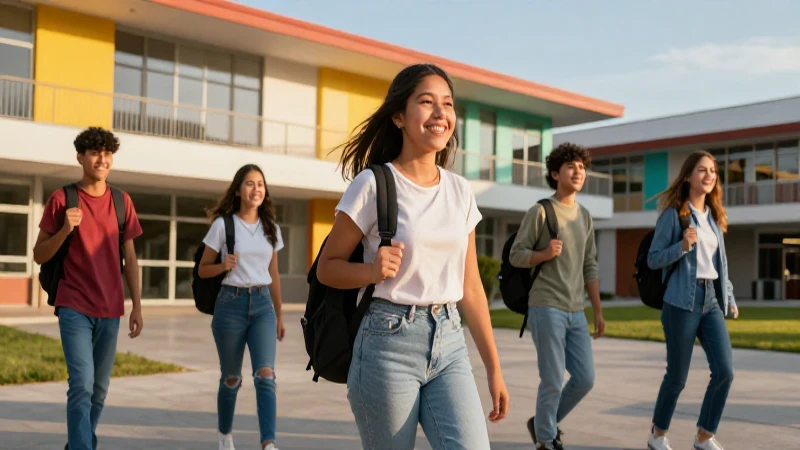 Estudiantes mexicanos felices en campus vibrante