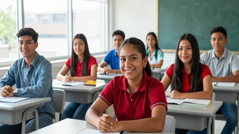Estudiantes mexicanos sonrientes en aula moderna