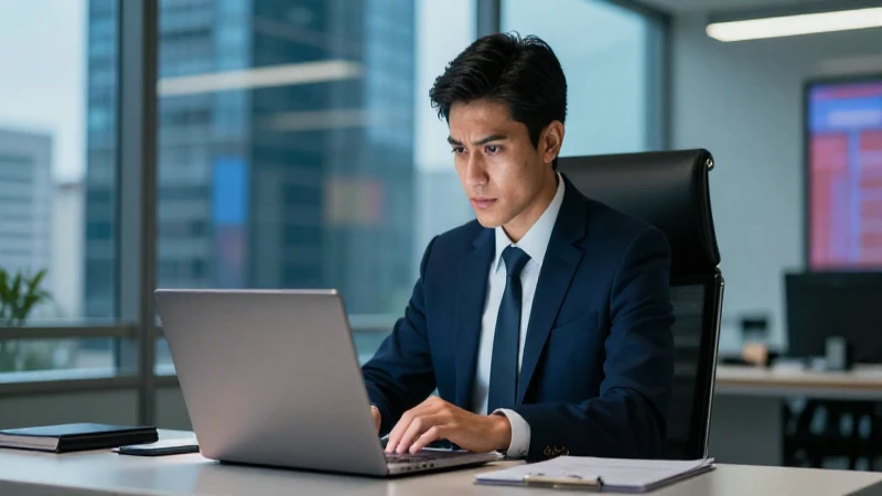 Joven profesional mexicano en oficina moderna