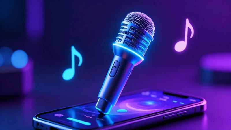 Arte digital vibrante de micrófono y notas