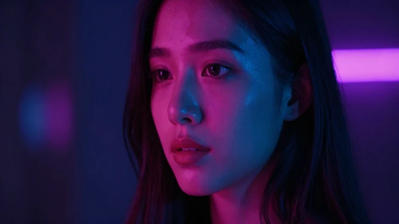 Retrato cinematográfico de mujer en neón