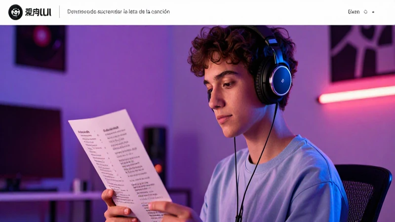 Joven atractiva estudia la letra de la canción