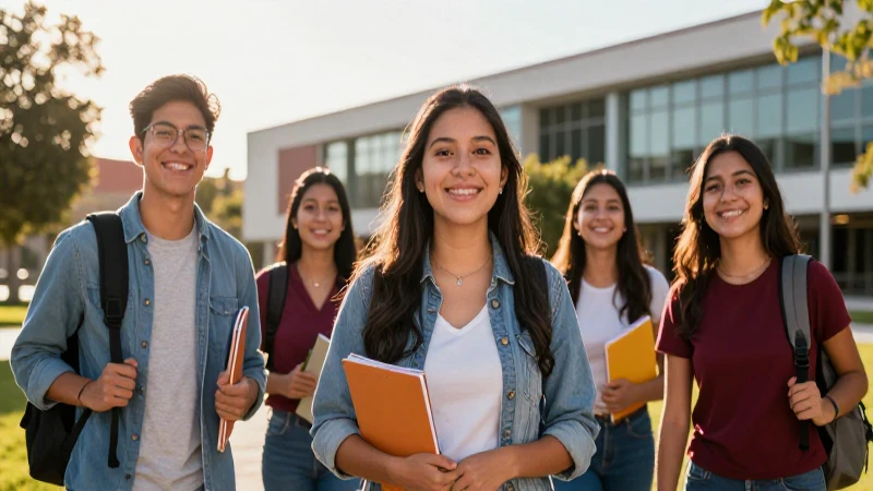 Joven mexicano en campus, bajo luz dorada
