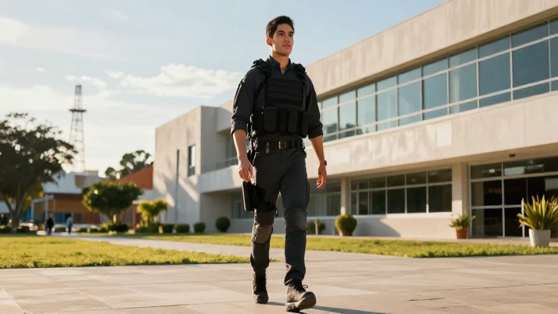Estudiante mexicano en campus futurista