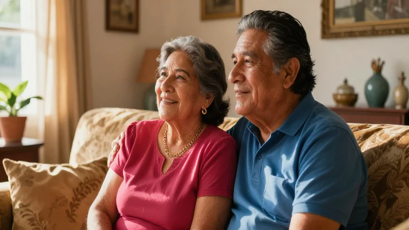 Pareja mexicana feliz bajo sol cálido