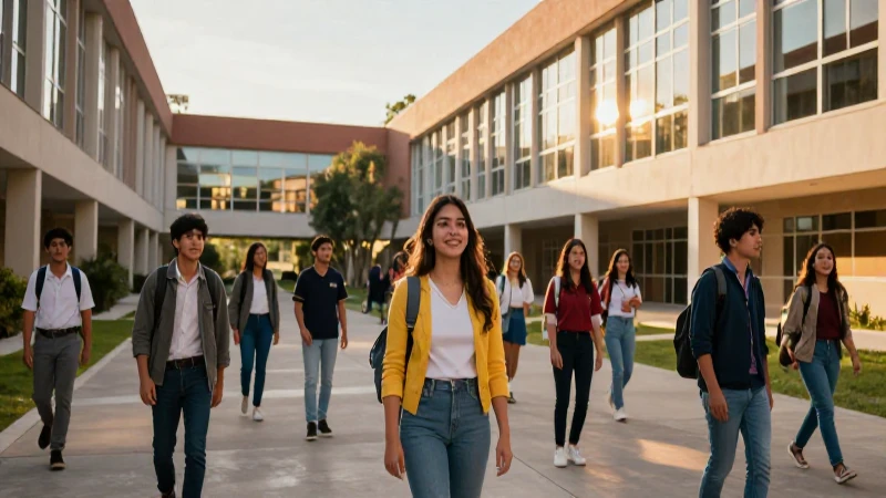 Jóvenes mexicanos exitosos en campus iluminado