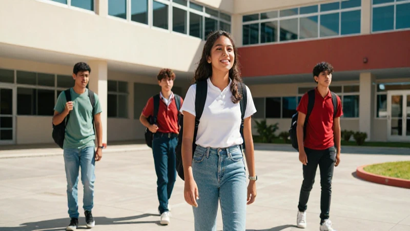 Foto vibrante de estudiantes mexicanos en un campus moderno