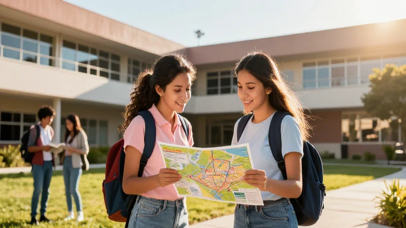 Estudiante mexicano con mapa en campus moderno