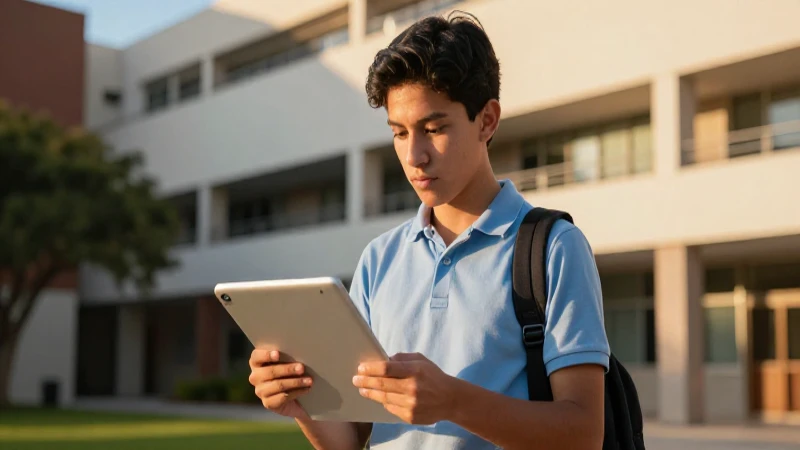 Joven mexicano estudiando con luz dorada