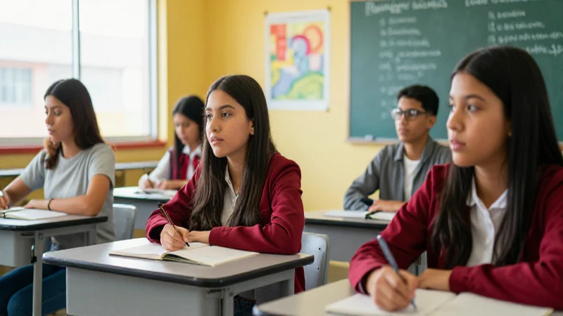 Estudiante en clase moderna, imagen cinematográfica vibrante
