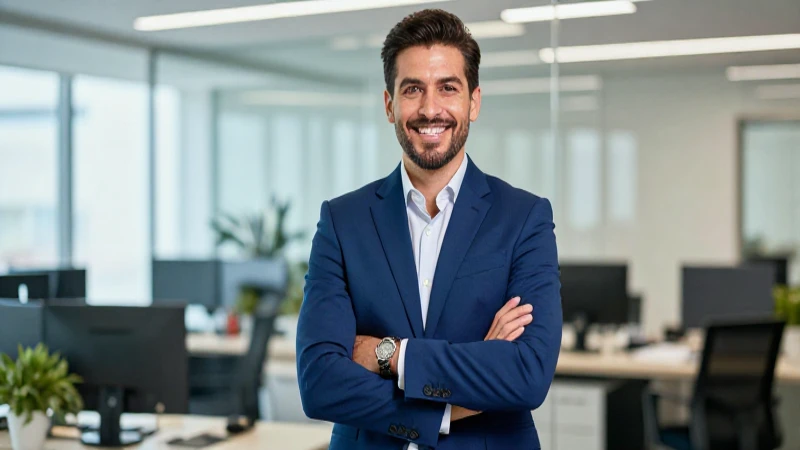 Profesional mexicano exitoso en oficina moderna
