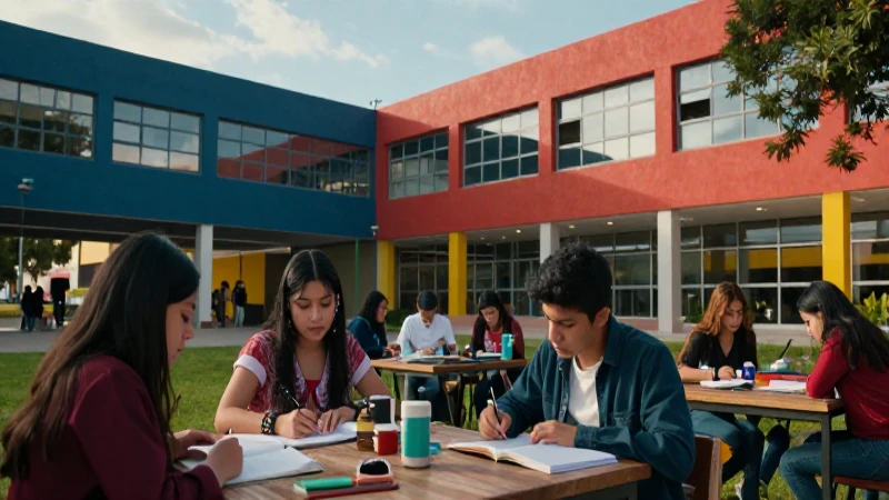 Estudiantes diversos en campus moderno de Puebla