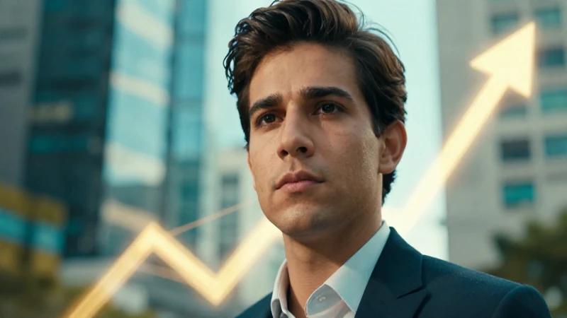 Joven mexicano exitoso en un entorno financiero vibrante
