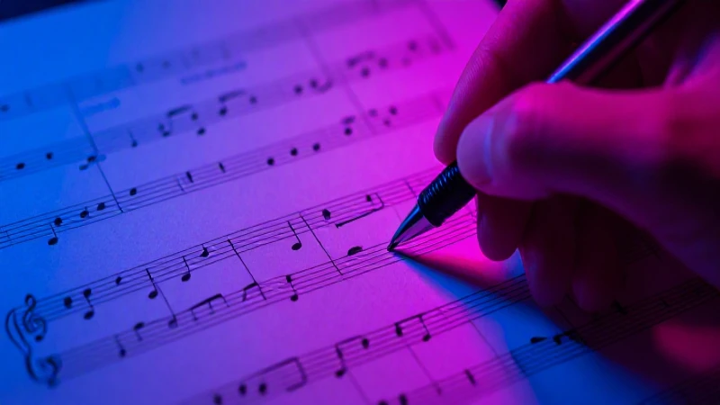 Primer plano vibrante de letras musicales brillantes