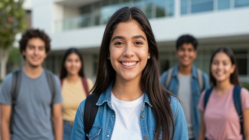 Retrato dinámico y detallado de un estudiante mexicano sonriente