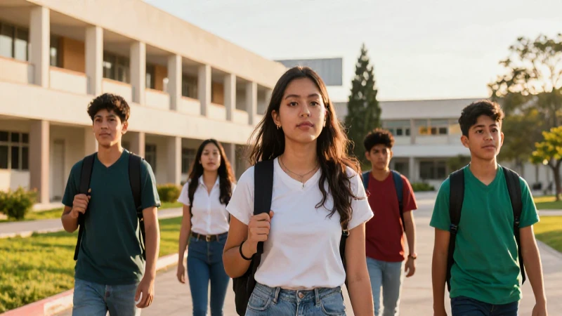 Estudiantes mexicanos modernos bajo luz dorada