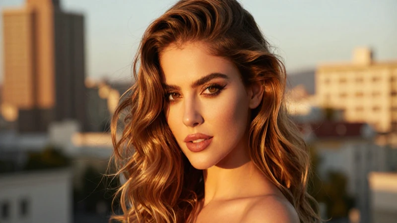 Belleza glamurosa en luz dorada de la ciudad