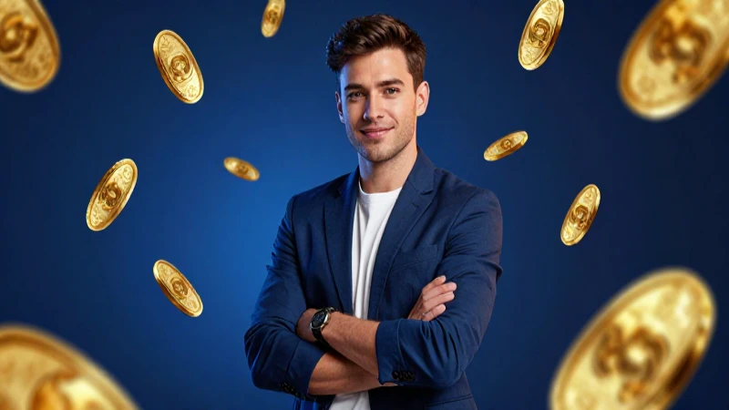 Retrato dinámico de joven con oro