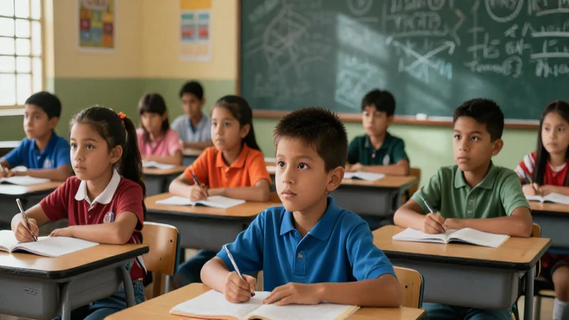 Niños mexicanos en aula moderna y brillante