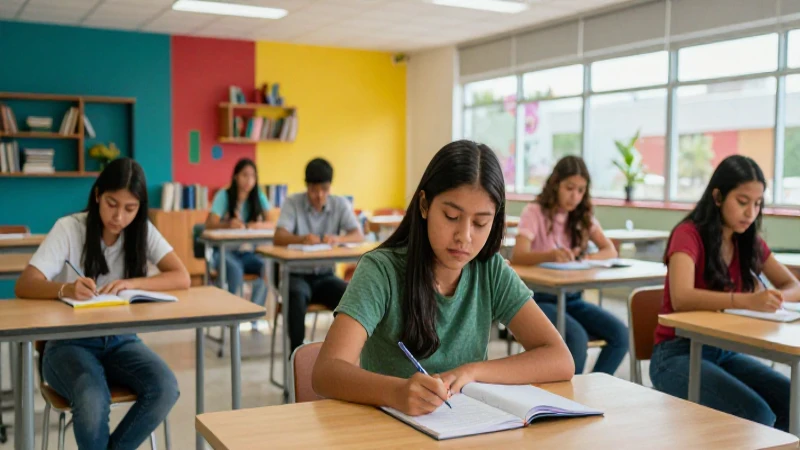 Estudiantes mexicanos en un campus moderno y brillante