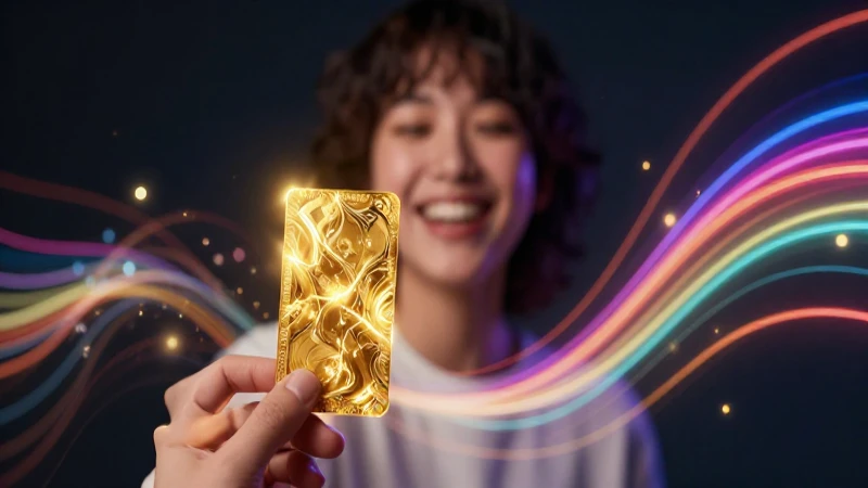 Persona feliz recibe energía dorada mágica