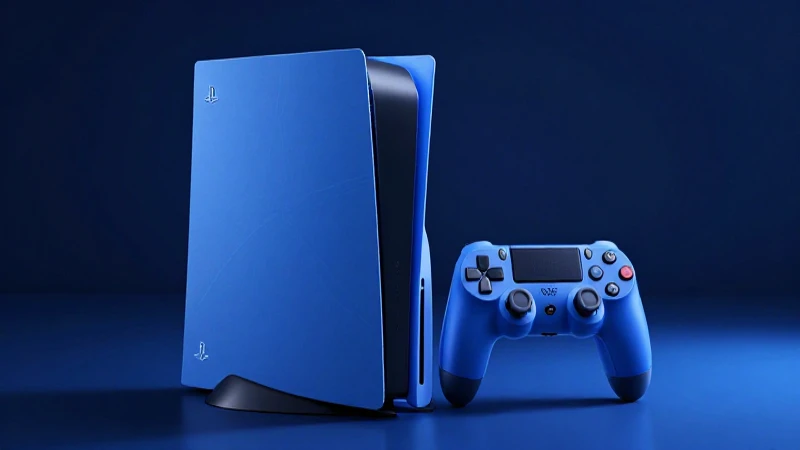 PS4 azul brillante, fotografía impactante y detallada