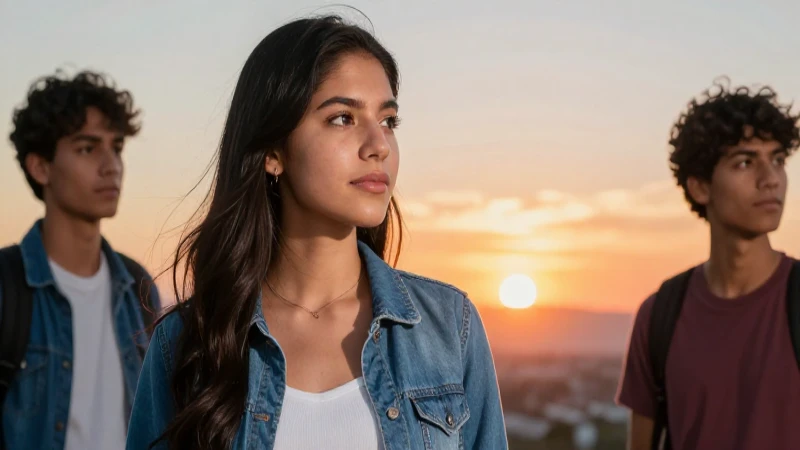 Joven estudiante mexicano atractivo mira el sol