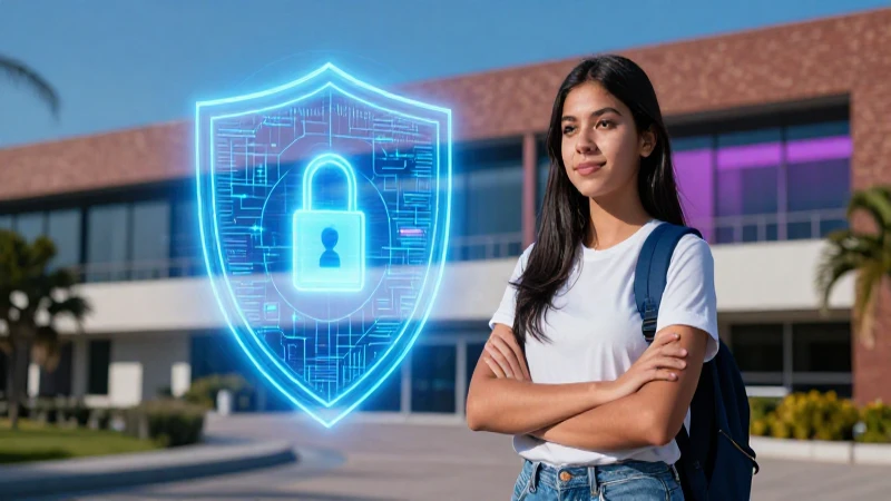 Estudiante seguro con protección digital