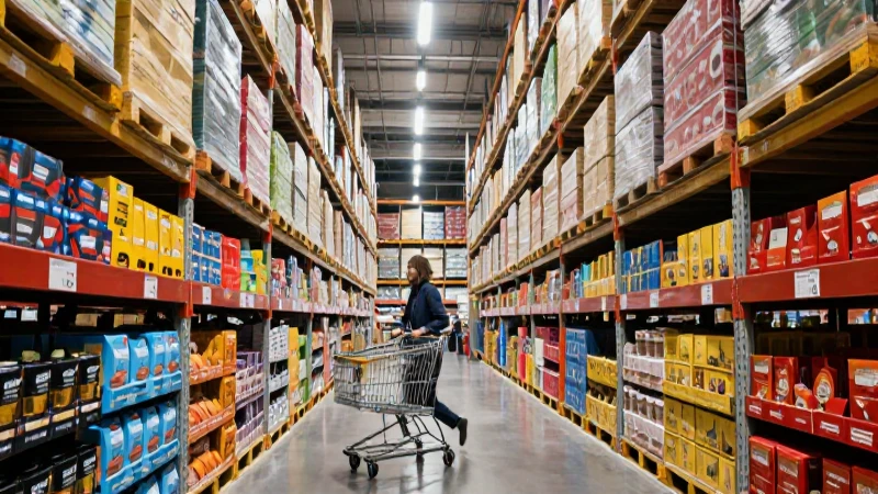 Pasillo vibrante con comprador en tienda