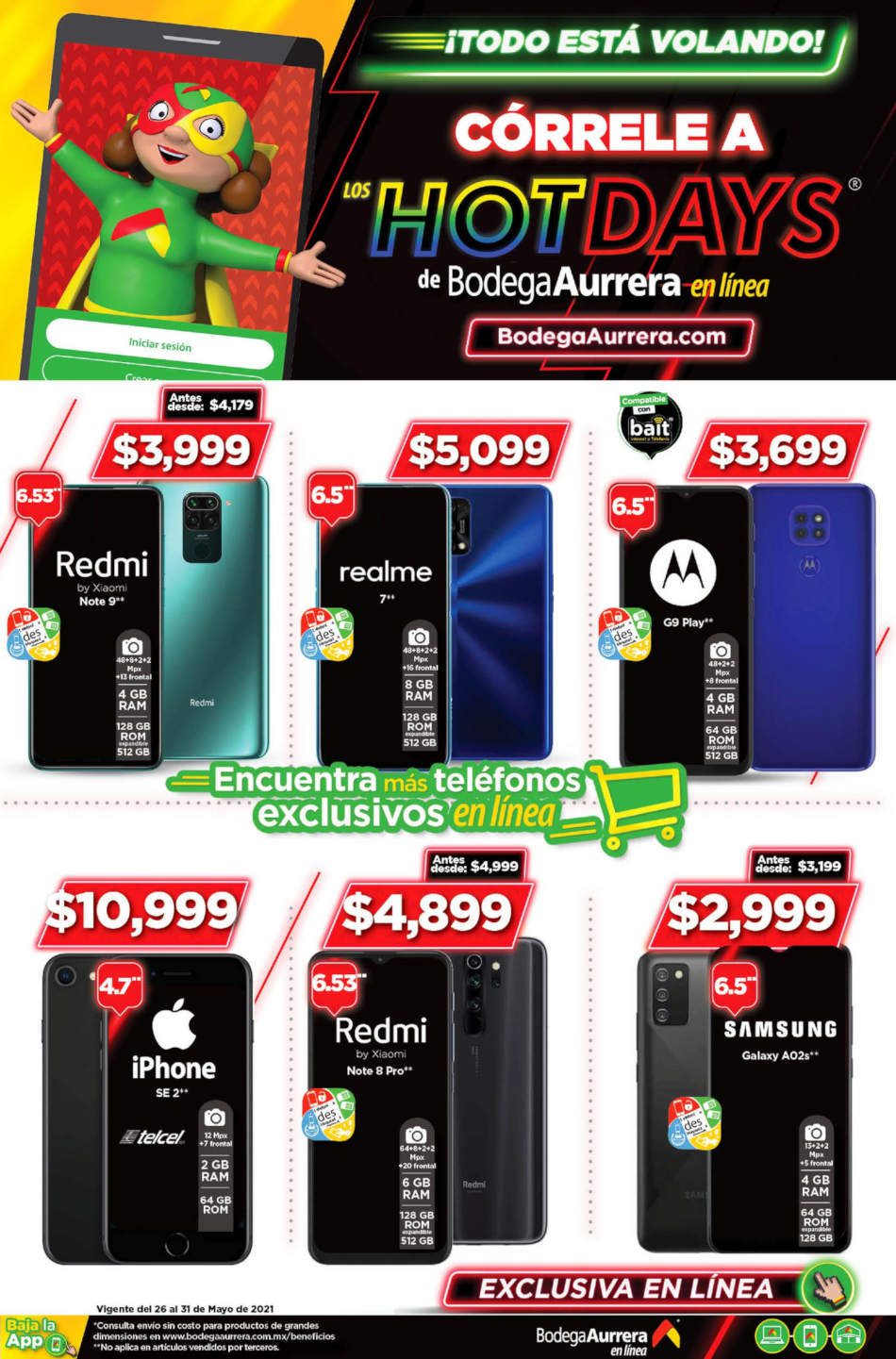 Encuentra una amplia selección de celulares en Bodega Aurrera