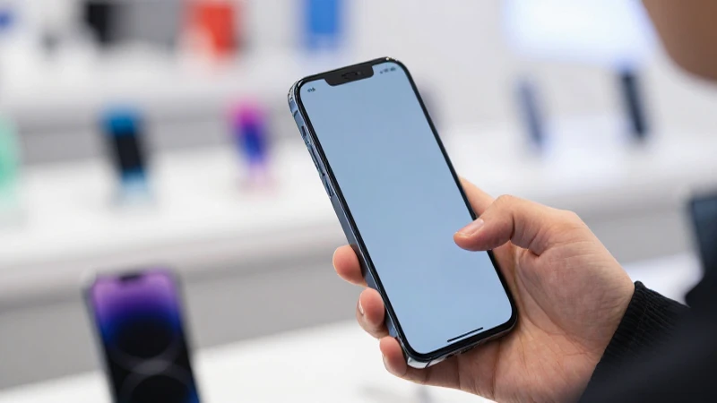 Smartphone moderno en tienda con estilo vibrante