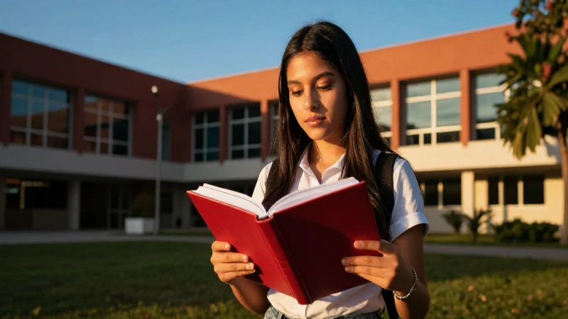 Joven mexicano en campus con luz dorada
