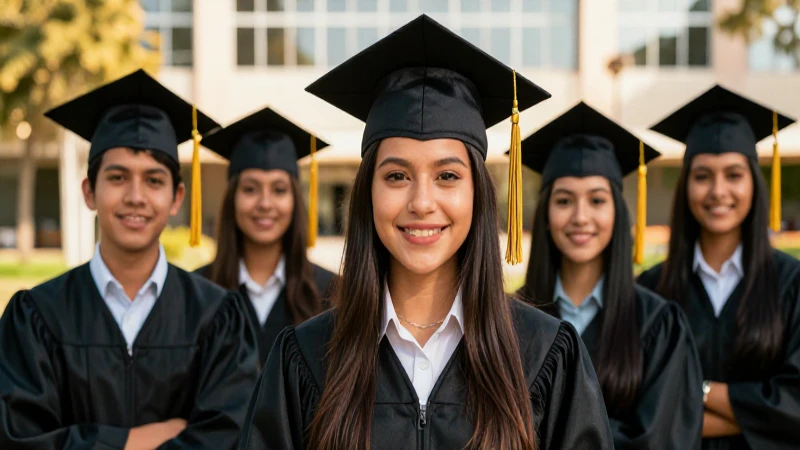 Estudiantes mexicanos celebrando su éxito académico