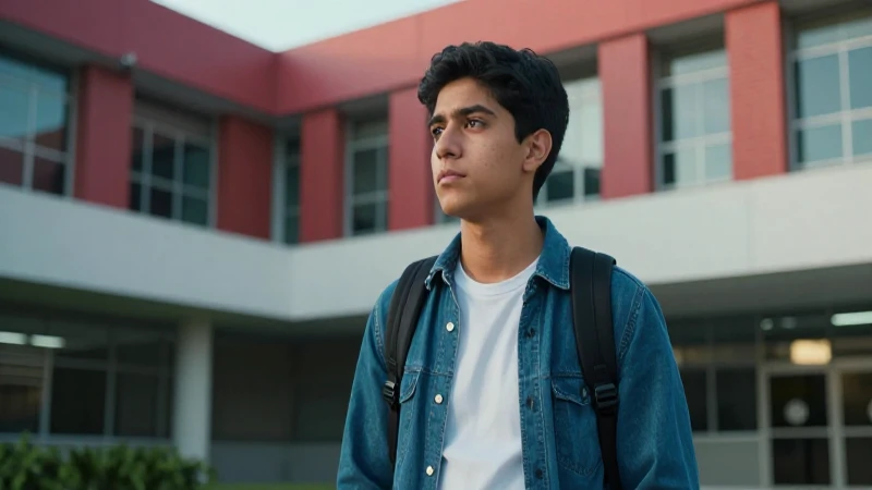 Joven estudiante mexicano exitoso en campus moderno