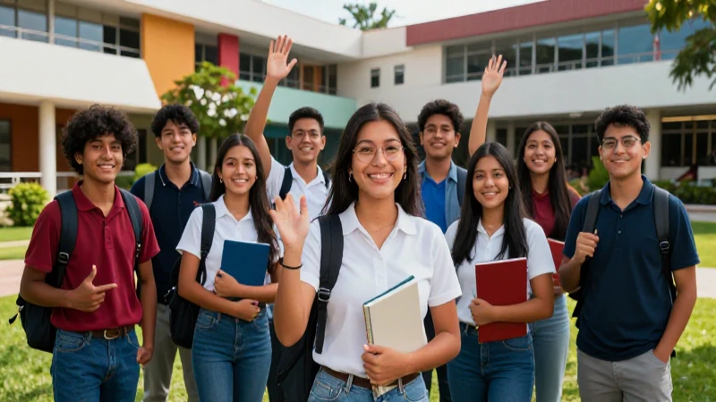 Estudiantes mexicanos celebrando éxito universitario