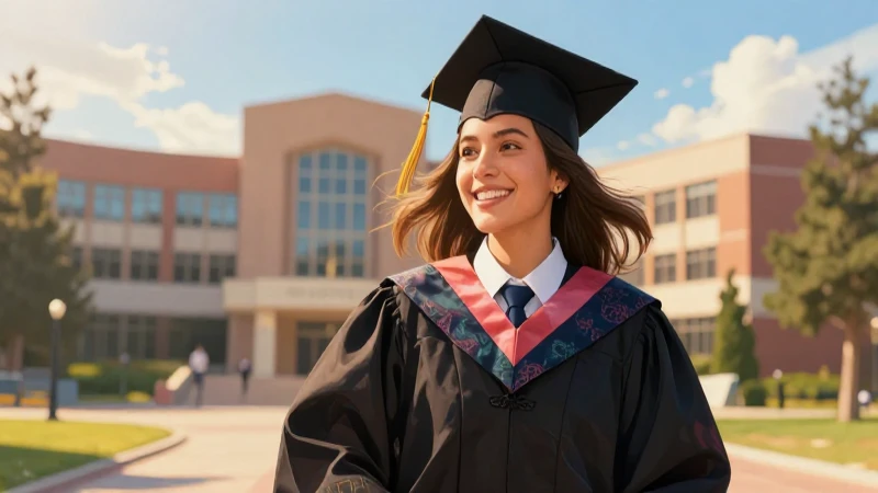 Joven graduado mexicano alegre bajo luz dorada