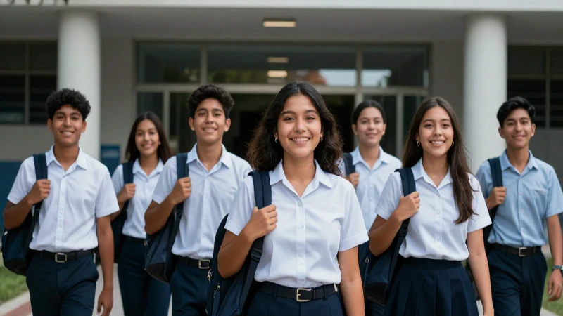 Jóvenes mexicanos felices en uniforme escolar