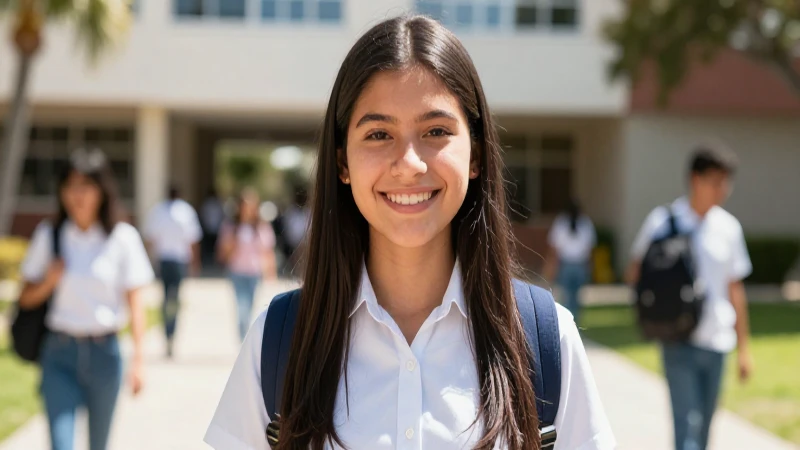 Joven mexicano sonriente en uniforme escolar