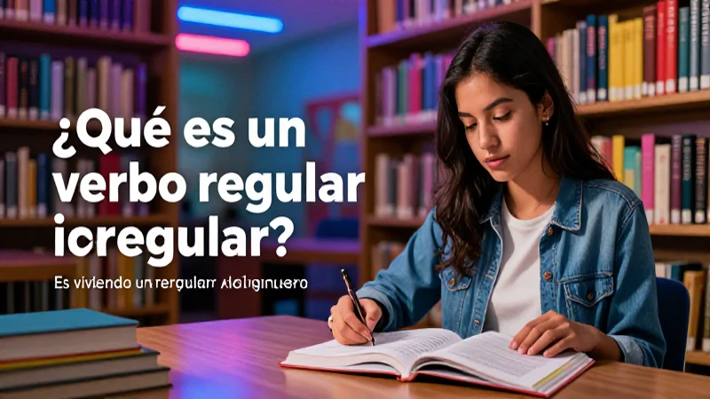 Estudiante estudia verbos irregulares en biblioteca