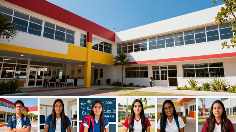 Estudiantes mexicanos en campus moderno